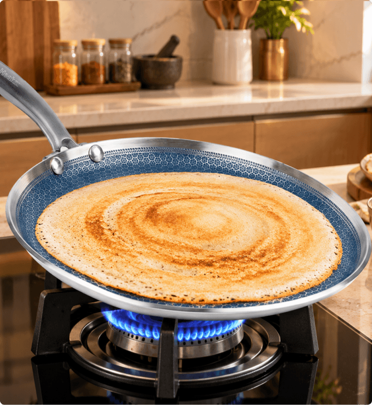 Healux 31 cm Triply SteelGrid Ceramic Dosa Tawa