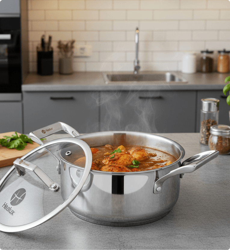 Healux Triply 18cm Sauce Pot with Glass Lid – 2.5L