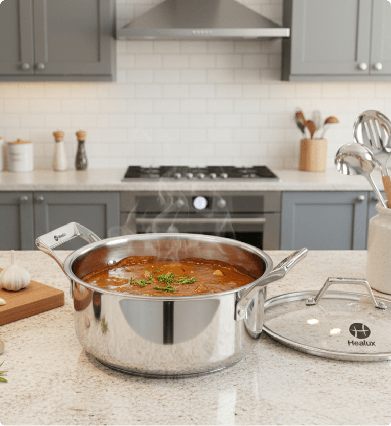 Healux Triply 22cm Sauce Pot with Glass Lid – 4L
