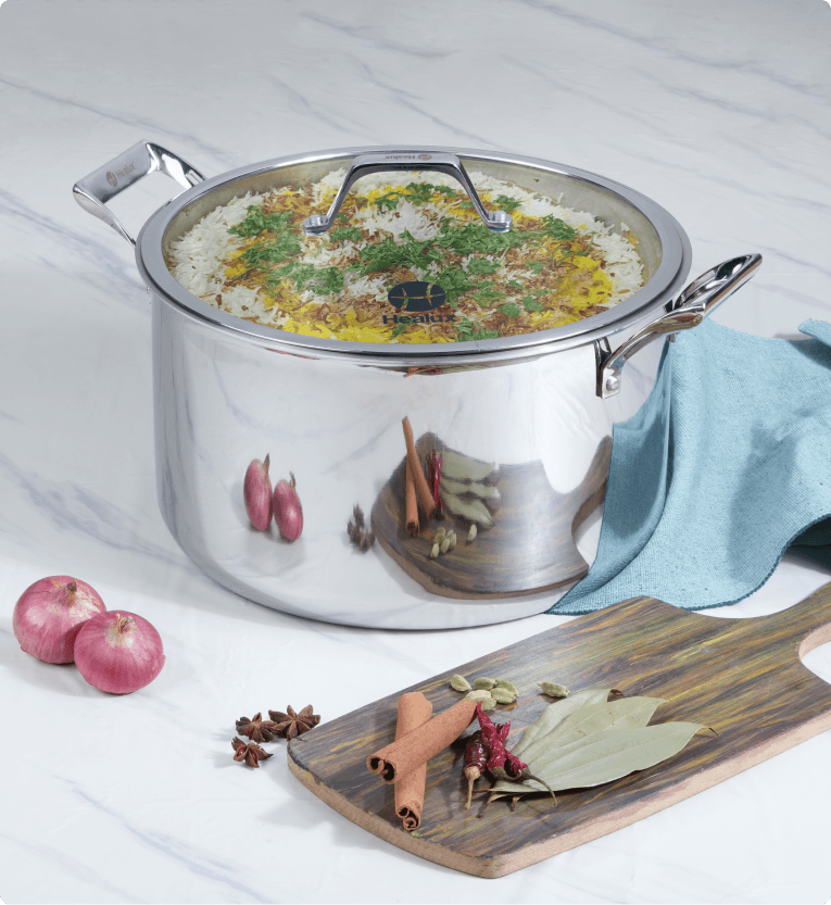 Healux 30 cm Triply Biryani Pot with glass lid -12 L