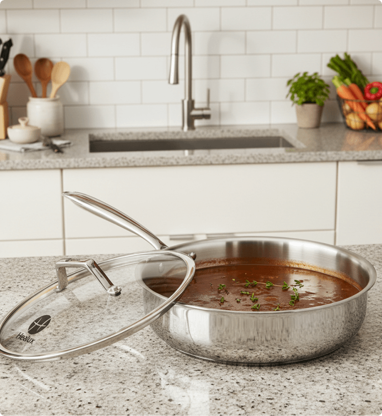 Healux 24 cm Triply Fry Pan with glass lid - 2.7 L