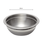 Stainless steel bowl on a white background