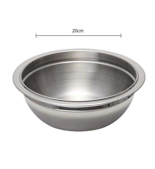 Stainless steel bowl on a white background