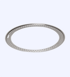 Metallic circular component on a white background