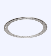 Metallic circular component on a white background