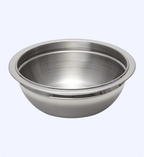Stainless steel bowl on a white background