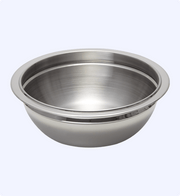 Stainless steel bowl on a white background