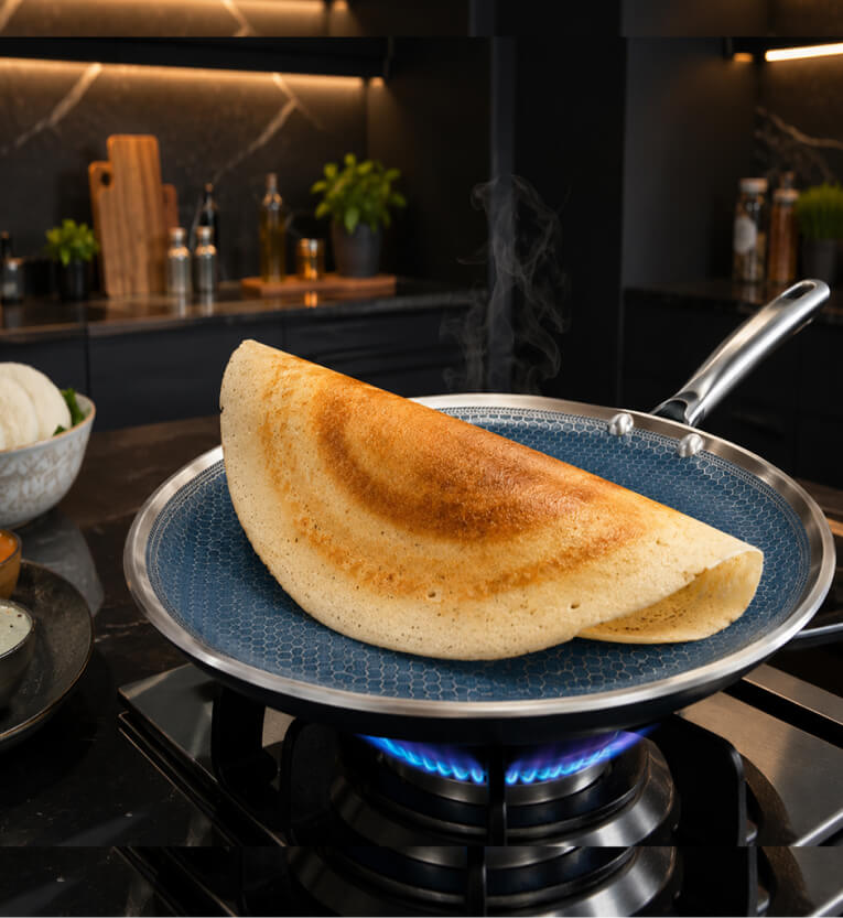 Healux 31 cm Triply SteelGrid Ceramic Dosa Tawa