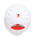 White electronic device with red accents and 'Healux' logo on a white background