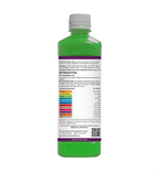 Green bottle with label on a white background