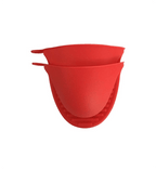 Red silicone baking mold on a white background