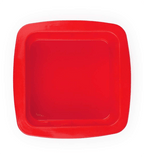 Red square plastic tray on a white background