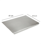 Rectangular metal sheet with dimensions 41 cm x 31.5 cm on a white background
