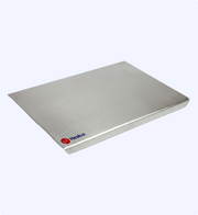 Metallic surface with 'Healux' logo on a white background