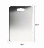 Metallic sheet with dimensions on a white background