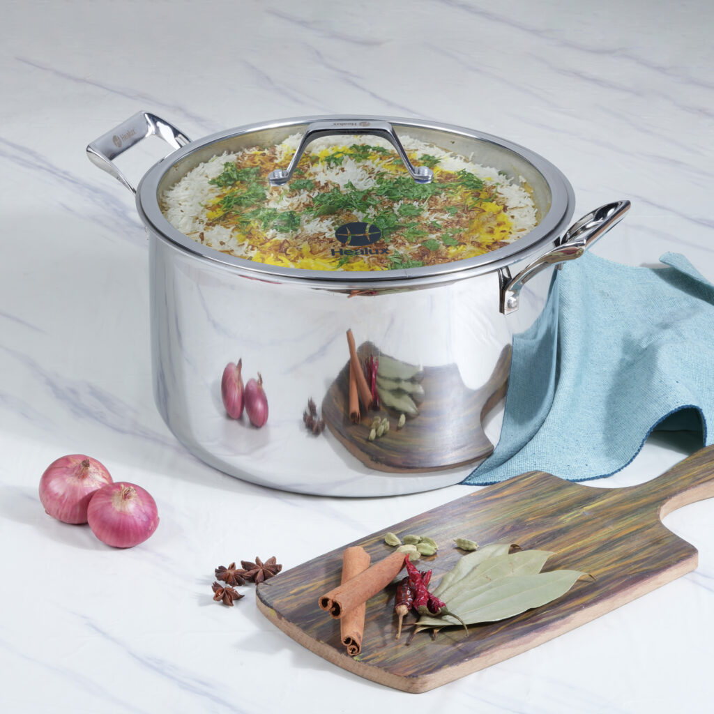Healux Tiana Triply 30 Cm Biriyani Pot with Glass Lid (Biryani Pot